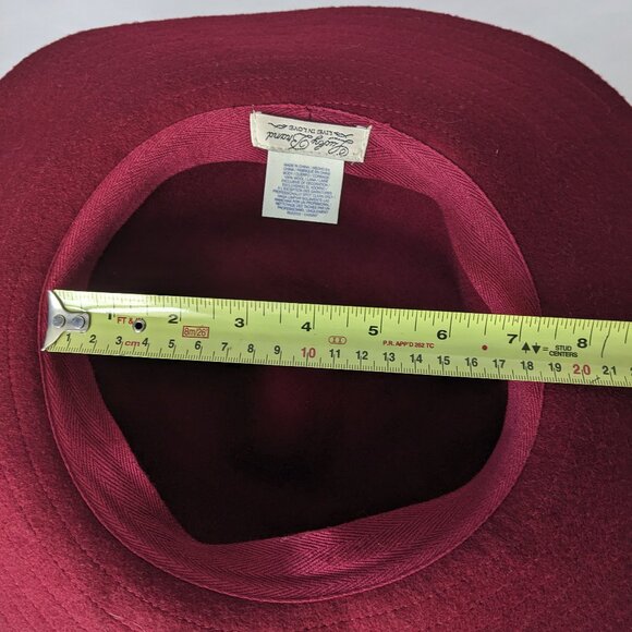 LUCKY Brand 100% Wool Felted Fedora Brimmed Hat Burgundy - Picture 8 of 8